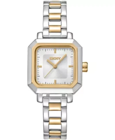 DKNY Women's Silver Dial Open Link Two-Tone Gold Stainless Steel Bracelet Watch 27 x 27mm 30M