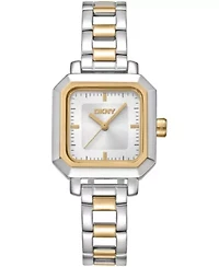 DKNY Women's Silver Dial Open Link Two-Tone Gold Stainless Steel Bracelet Watch 27 x 27mm 30M