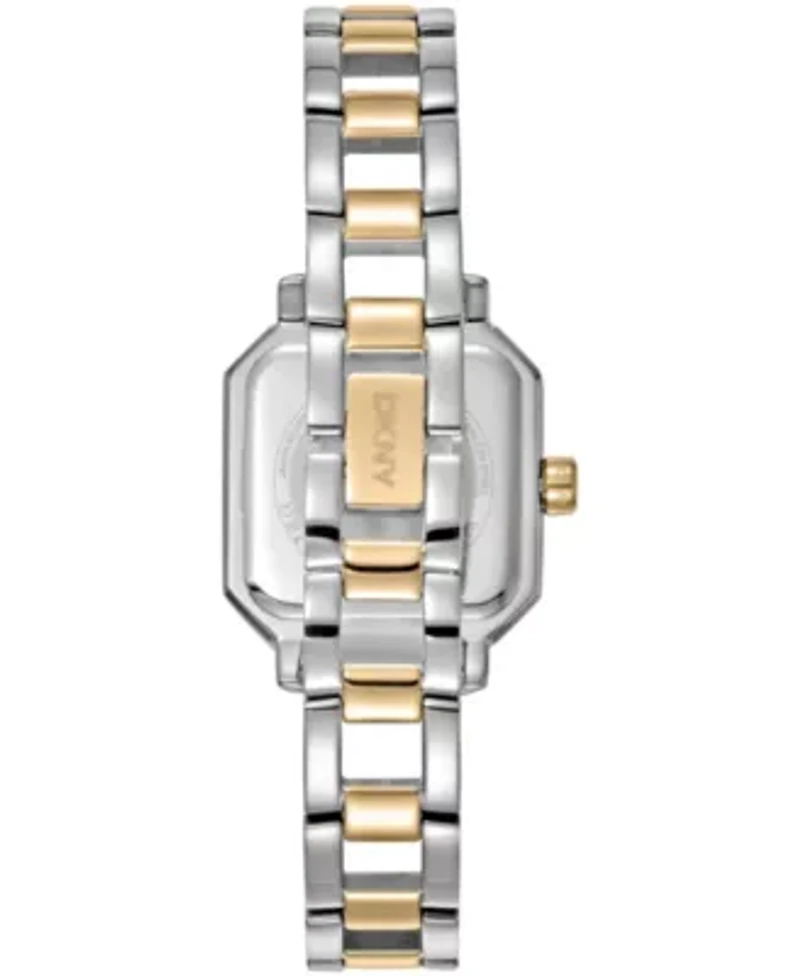 DKNY Women's Silver Dial Open Link Two-Tone Gold Stainless Steel Bracelet Watch 27 x 27mm 30M