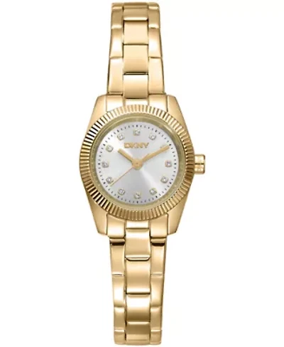 DKNY Women's Mini Silver Dial Gold-Tone Stainless Steel Bracelet Watch 23 mm