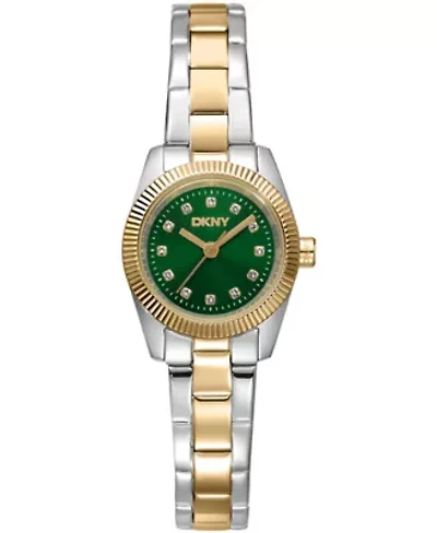 DKNY Women's Mini Dark Green Dial Two-Tone Stainless Steel Bracelet Watch 23 mm