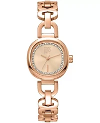 DKNY Women's Rose Gold Crystal Accented Dial Rose-Gold Tone Stainless Steel Open Link Bracelet Watch 24mm 50M