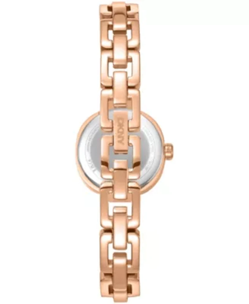 DKNY Women's Rose Gold Crystal Accented Dial Rose-Gold Tone Stainless Steel Open Link Bracelet Watch 24mm 50M