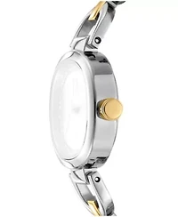 DKNY Women's Silver Crystal Accented Dial Stainless Steel Open Link Bracelet Watch 24mm 50M