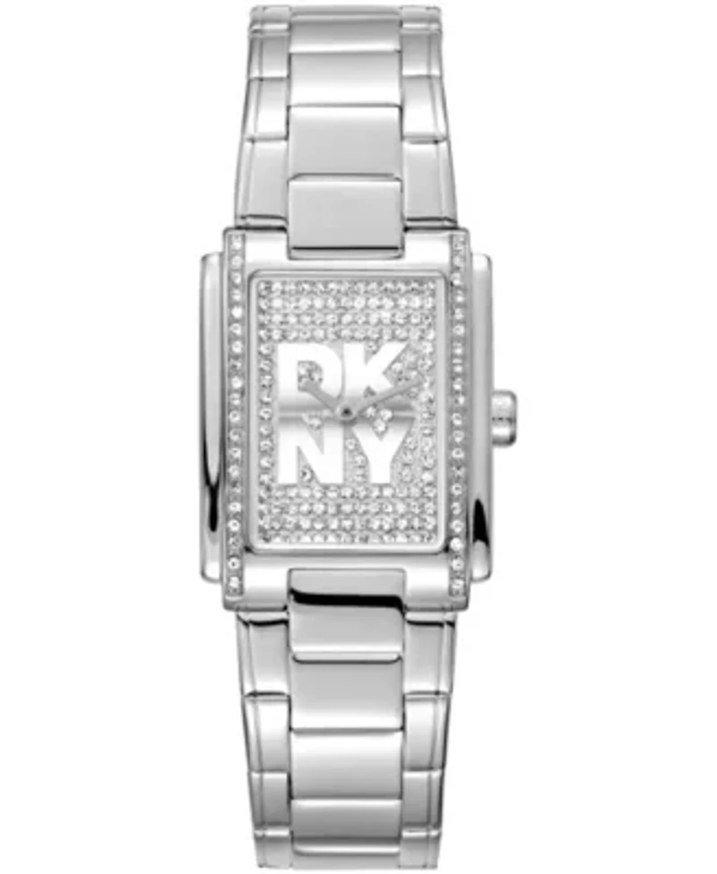DKNY Women's Crystal Dial Crystal Accented Dial Stainless Steel Bracelet Watch 23 x 30mm 30M