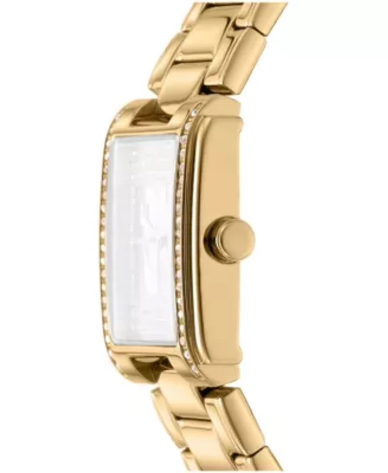 DKNY Women's Crystal Dial Crystal Accented Dial Gold-Tone Stainless Steel Bracelet Watch 23 x 30mm 30M
