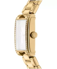 DKNY Women's Crystal Dial Crystal Accented Dial Gold-Tone Stainless Steel Bracelet Watch 23 x 30mm 30M