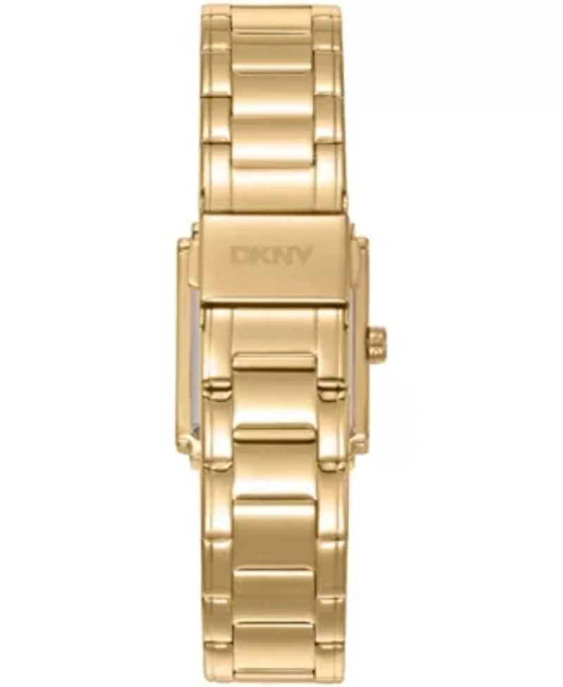 DKNY Women's Crystal Dial Crystal Accented Dial Gold-Tone Stainless Steel Bracelet Watch 23 x 30mm 30M