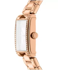 DKNY Women's Crustal Dial Crystal Accented Dial Red-Gold Tone Stainless Steel Bracelet Watch 23 x 30mm 30M