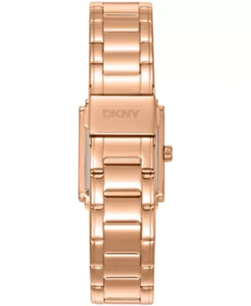DKNY Women's Crustal Dial Crystal Accented Dial Red-Gold Tone Stainless Steel Bracelet Watch 23 x 30mm 30M