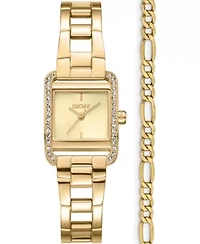 DKNY Women's Mini Champagne Dial Gold-Tone Stainless Steel Bracelet Watch 23mm and Gift Set