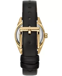 DKNY Women's Logo Black Dial Black Leather Strap & Gold-Tone Stainless Steel Watch 28mm Gift Set