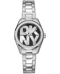 DKNY Women's Logo Black Dial Stainless Steel Bracelet Watch 28mm Gift Set