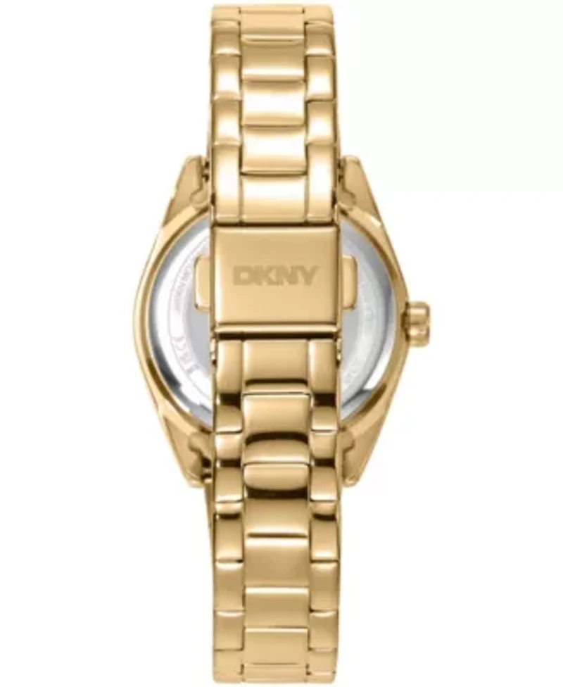 DKNY Women's Logo Dark Green Dial Gold-Tone Stainless Steel Bracelet Watch 28mm Gift Set