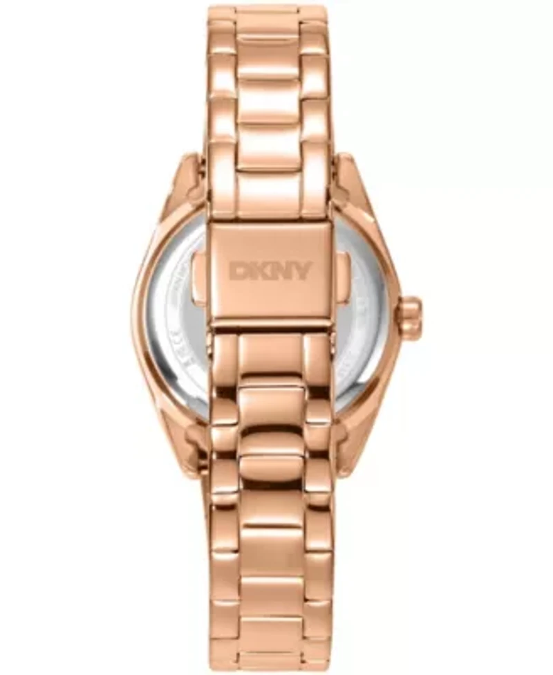 DKNY Women's Logo Dark Blue Dial Rose Gold-Tone Stainless Steel Bracelet Watch 28mm Gift Set