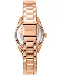 DKNY Women's Logo Dark Blue Dial Rose Gold-Tone Stainless Steel Bracelet Watch 28mm Gift Set