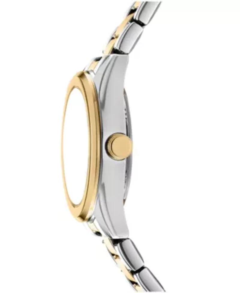 DKNY Women's Logo Silver Dial Two-Tone Stainless Steel Bracelet Watch 28mm Gift Set