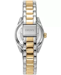 DKNY Women's Logo Silver Dial Two-Tone Stainless Steel Bracelet Watch 28mm Gift Set