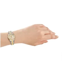 DKNY Women's Logo Silver Dial Two-Tone Stainless Steel Bracelet Watch 28mm Gift Set