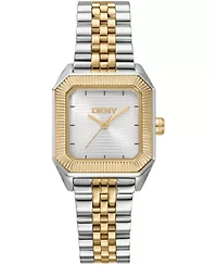DKNY Women's Signature Shape Silver Dial Two Tone Stainless Steel Bracelet Watch 27x34mm