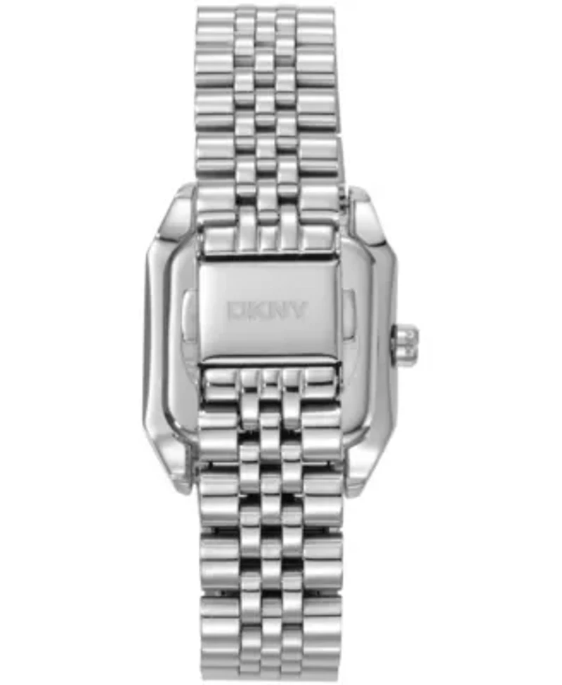 DKNY Women's Signature Shape Silver Dial Stainless Steel Bracelet Watch 27x34mm