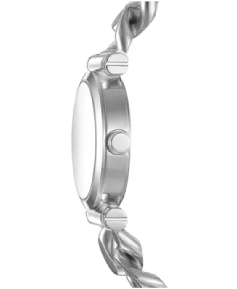 DKNY Women's Open Link Black Dial Stainless Steel Chain Bracelet 28mm
