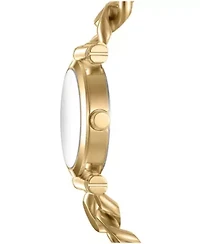DKNY Women's Open Link Silver Dial Gold-Tone Stainless Steel Chain Bracelet 28mm