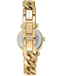 DKNY Women's Open Link Silver Dial Gold-Tone Stainless Steel Chain Bracelet 28mm