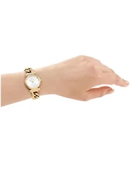 DKNY Women's Open Link Silver Dial Gold-Tone Stainless Steel Chain Bracelet 28mm