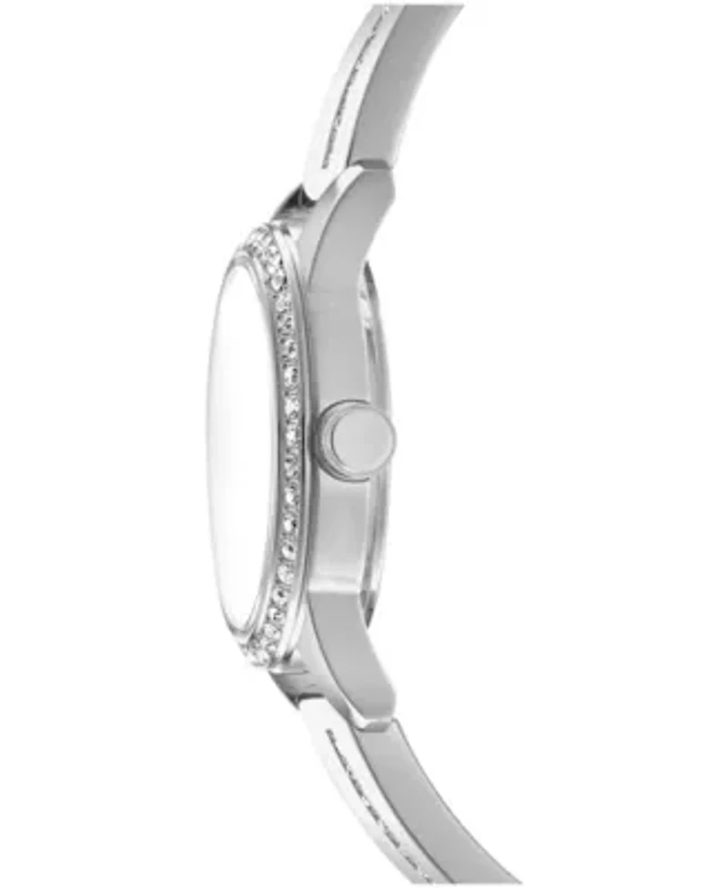 DKNY Women's Half Bangle Black Dial Stainless Steel Watch 28mm