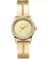DKNY Women's Half Bangle Champagne Dial Gold-Tone Stainless Steel Watch 28mm