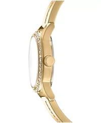 DKNY Women's Half Bangle Champagne Dial Gold-Tone Stainless Steel Watch 28mm