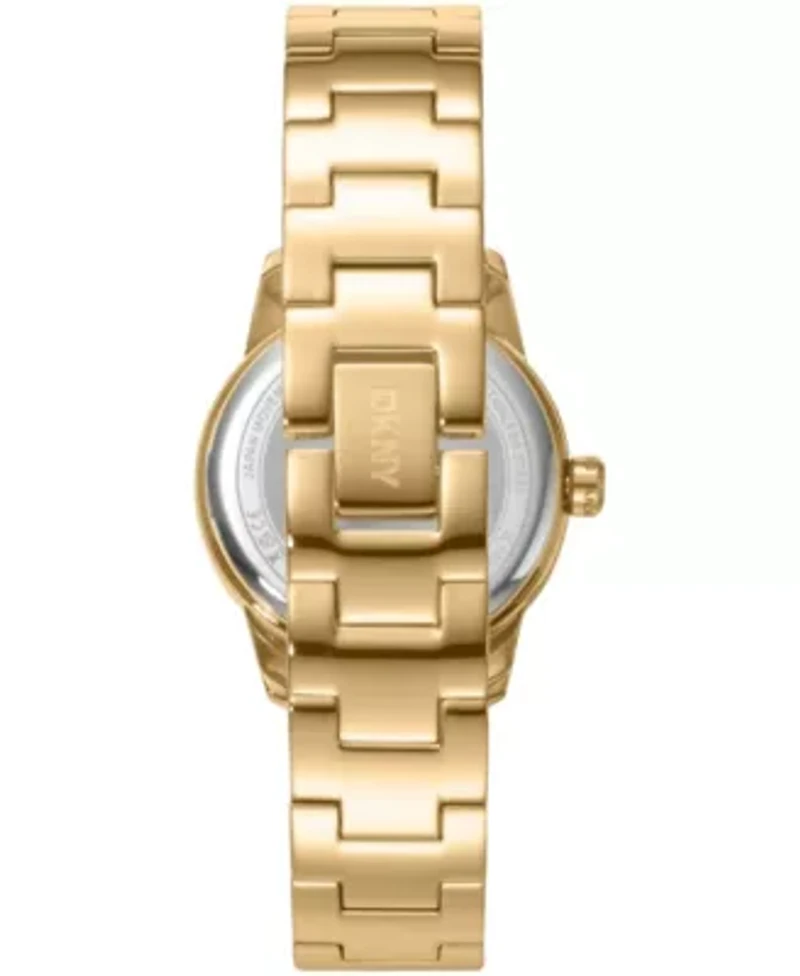DKNY Women's Half Bangle Champagne Dial Gold-Tone Stainless Steel Watch 28mm