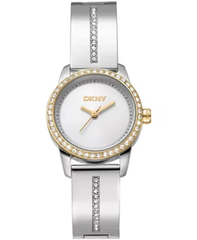DKNY Women's Half Bangle Silver Dial Two-Tone Stainless Steel Watch 28mm