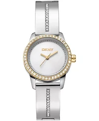 DKNY Women's Half Bangle Silver Dial Two-Tone Stainless Steel Watch 28mm
