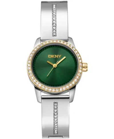 DKNY Women's Half Bangle Dark Green Dial Two-Tone Stainless Steel Watch 28mm