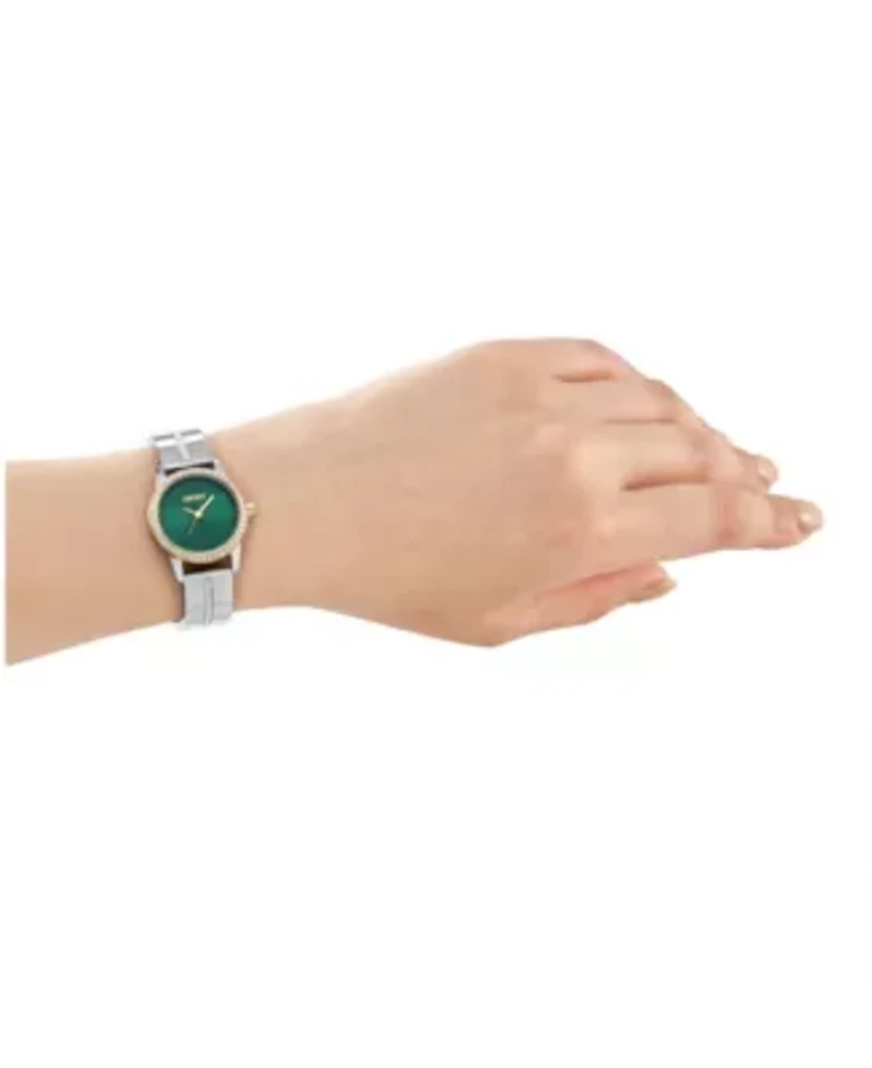 DKNY Women's Half Bangle Dark Green Dial Two-Tone Stainless Steel Watch 28mm