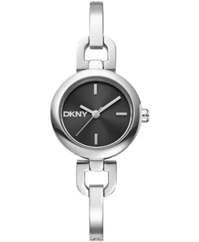 DKNY Women's Half Bangle Black Dial Stainless Steel Watch 26mm
