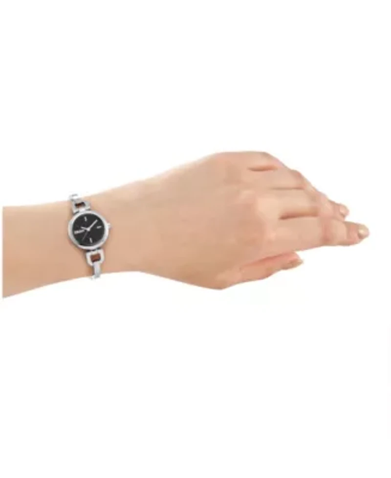DKNY Women's Half Bangle Black Dial Stainless Steel Watch 26mm
