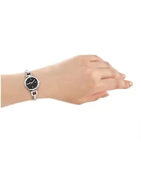 DKNY Women's Half Bangle Black Dial Stainless Steel Watch 26mm