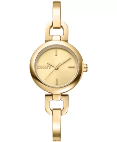 DKNY Women's Half Bangle Champagne Dial Gold-Tone Stainless Steel Watch 26mm