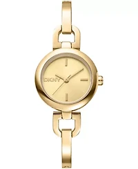 DKNY Women's Half Bangle Champagne Dial Gold-Tone Stainless Steel Watch 26mm