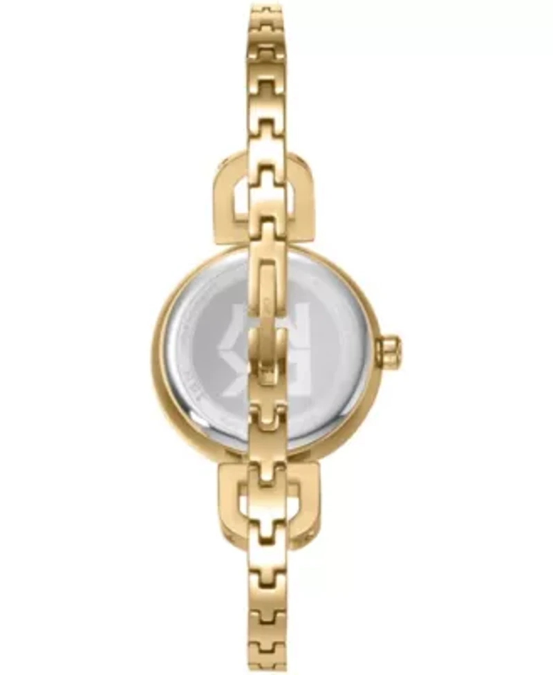 DKNY Women's Half Bangle Champagne Dial Gold-Tone Stainless Steel Watch 26mm