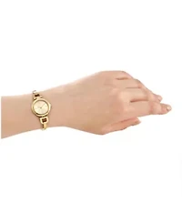 DKNY Women's Half Bangle Champagne Dial Gold-Tone Stainless Steel Watch 26mm