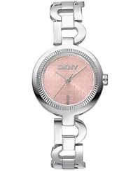 DKNY Women's Open Link Pink Dial Stainless Steel Bracelet Watch 28mm