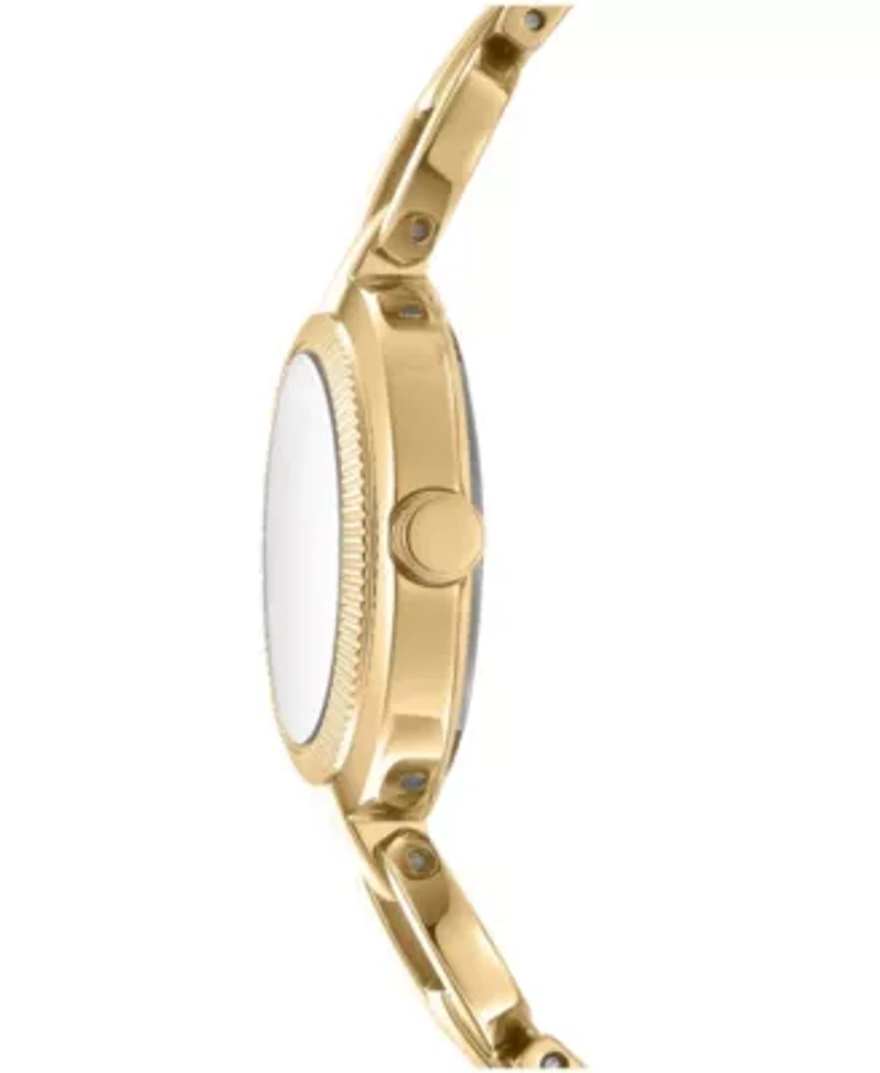 DKNY Women's Open Link Champagne Dial Gold-Tone Stainless Steel Bracelet Watch 28mm