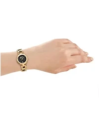 DKNY Women's Open Link Champagne Dial Gold-Tone Stainless Steel Bracelet Watch 28mm