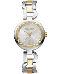 DKNY Women's Open Link Silver Dial Two-Tone Stainless Steel Bracelet Watch 28mm