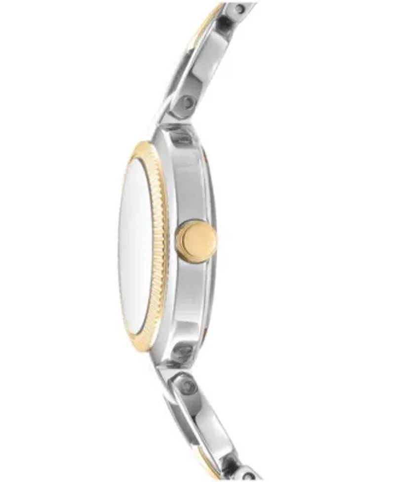 DKNY Women's Open Link Dark Green Dial Two-Tone Stainless Steel Bracelet Watch 28mm