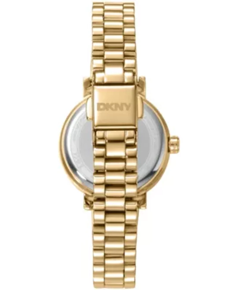 DKNY Women's Essentials Silver Dial Gold-Tone Stainless Steel Bracelet Watch 28mm Gift Set